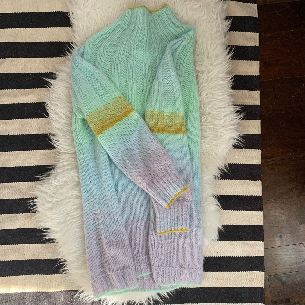 SOLD!! Anthropologie Perri ombré Alpaca tunic sweater mock neck NWOT mint - Picture 14 of 15